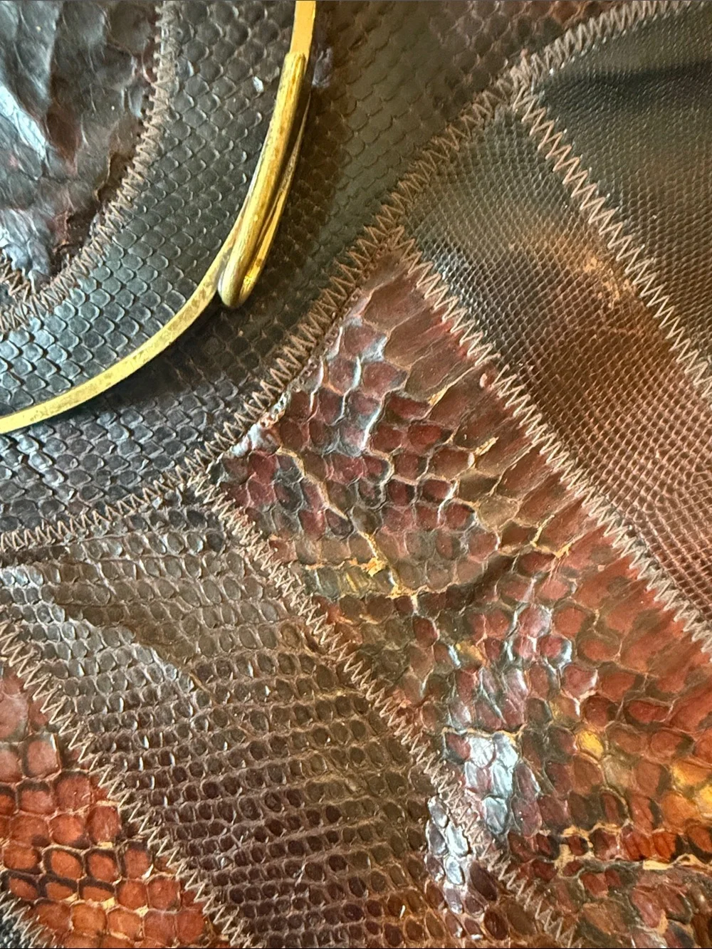 Vintage Bags by Varon Patchwork Snakeskin Handbag